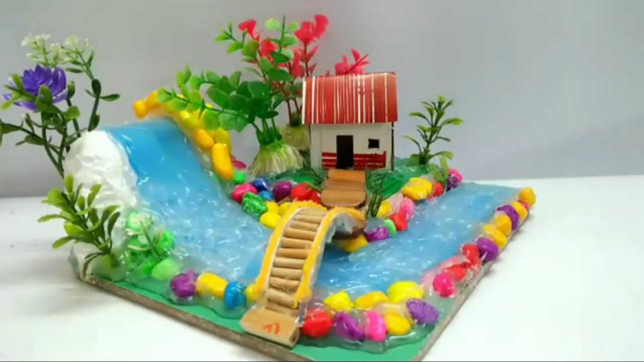 手工折纸热熔胶制作花桥流水人家梦想绿色家园