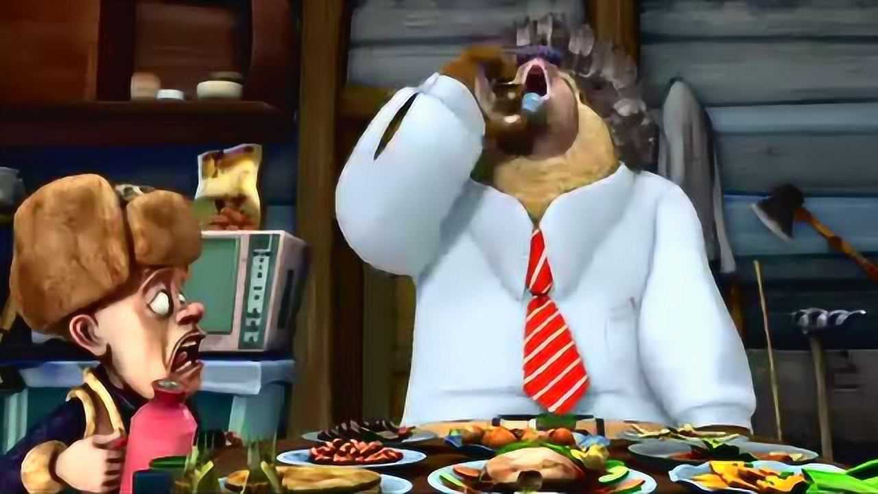 熊出没强哥给肚子饿得咕咕叫的秘书一直敬白开水