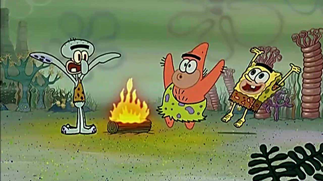海绵宝宝三人的原始生活学会了用火会发生什么变化那
