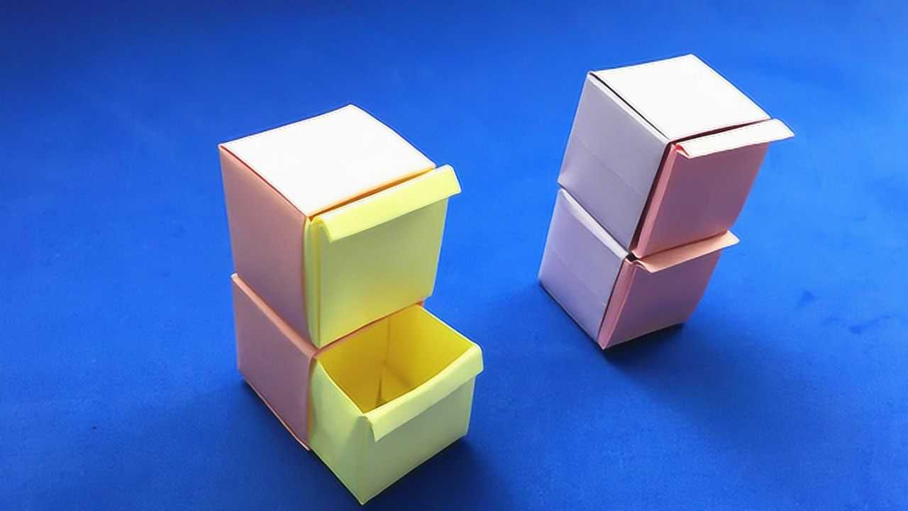 漂亮的双层抽屉收纳盒折纸做好后用来装小东西折纸视频教程