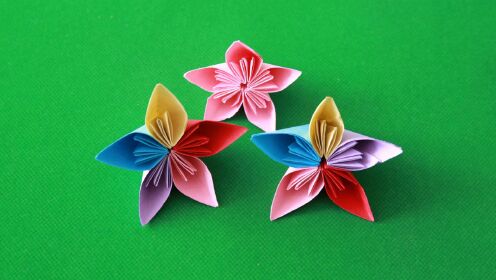折纸樱花，教你做束七彩樱花，一起装饰漂亮的家