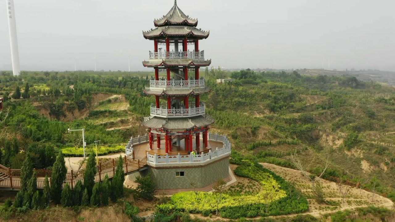 陕西省潼关县有个岳渎公园,风景壮美,无人机航拍带你看看