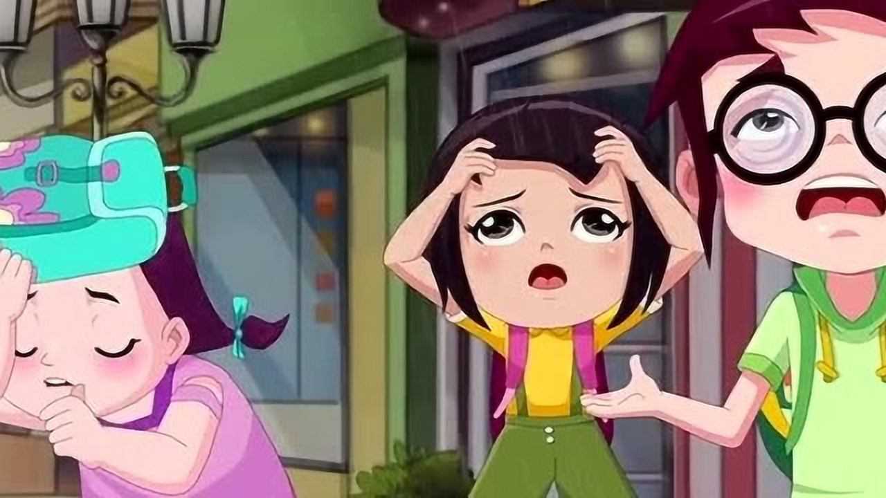 天眼归来刚放学就下起雨来小朋友们都急忙忙的顶着书包给回跑