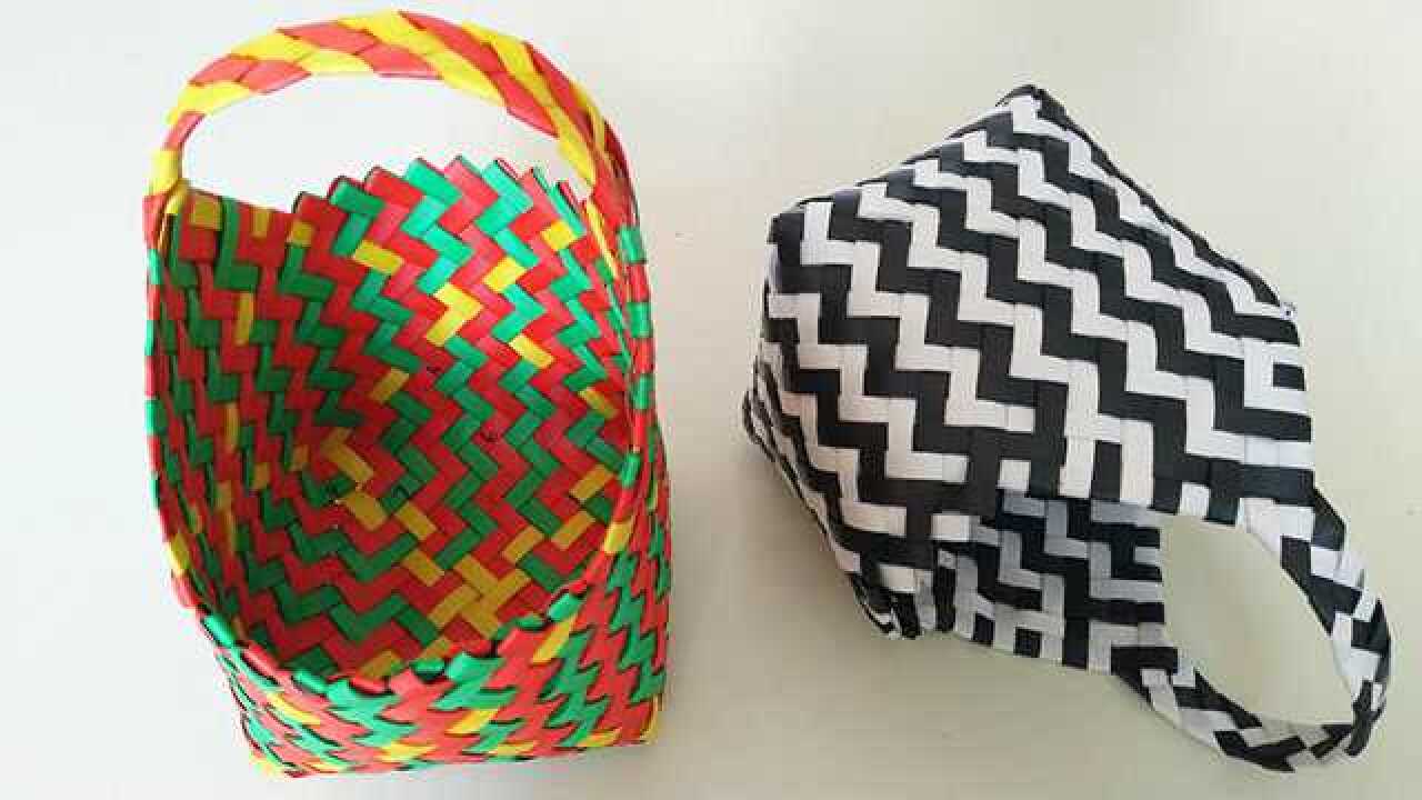 废弃的打包带也能编出美观的鸡蛋收纳筐完整教程