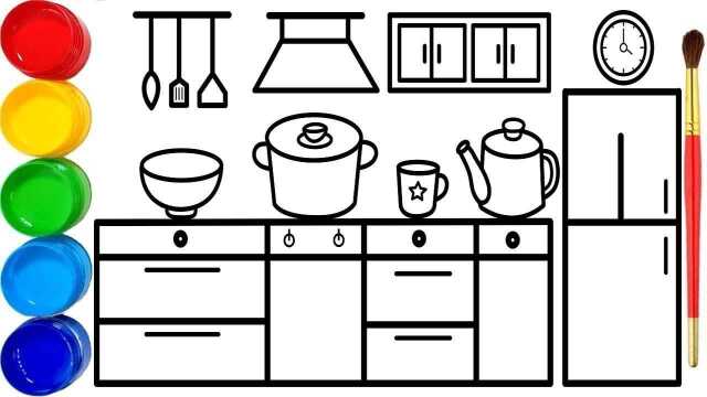 趣味简笔画:画宝宝的漂亮厨房