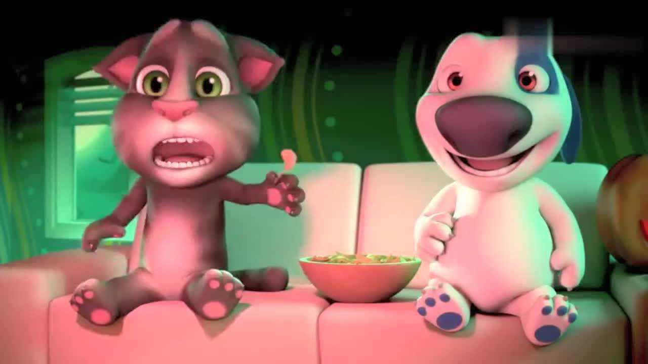 会说话的安吉拉汤姆猫真心大万圣节看恐怖片这会被吓着了把