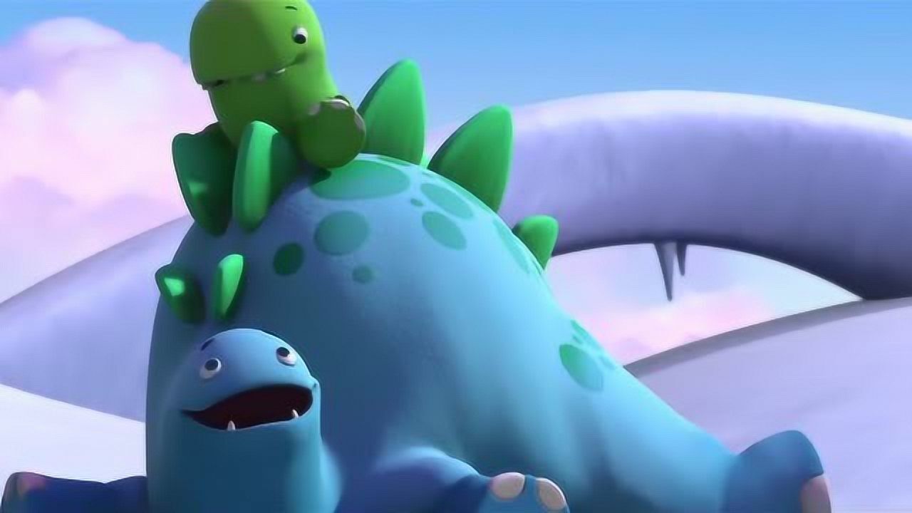 《恐龙乐园》小恐龙坐在大恐龙的背上了,是不是很好玩呢