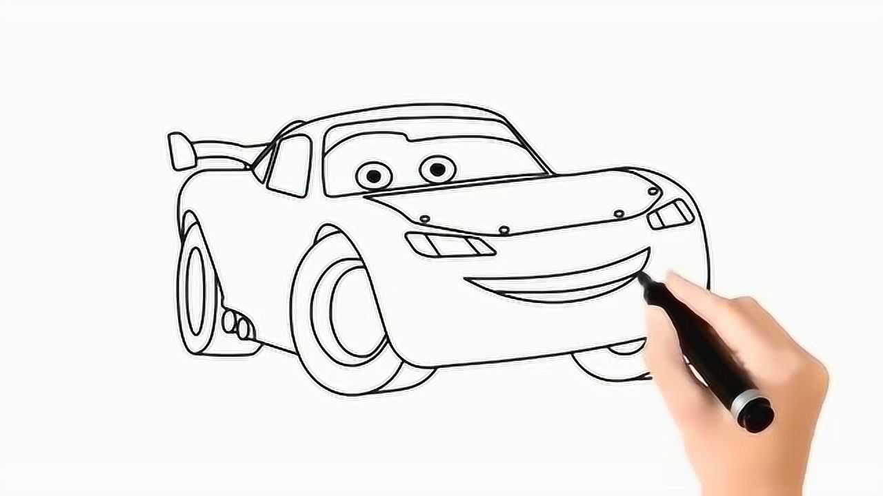 儿童彩绘画红色的小赛车幼儿简笔画