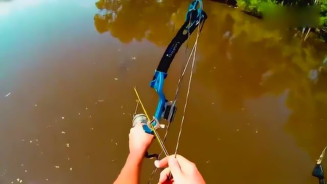 小伙用弓箭射鱼,这样的捕鱼方式真是太简单粗暴了