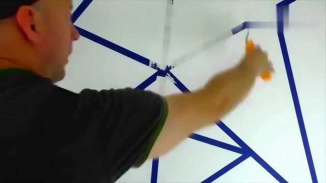 室内装饰墙画,小伙打造的几何手绘墙,一进屋就被吸引了