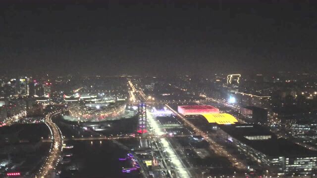 北京夜景:鸟巢水立方灯火辉煌