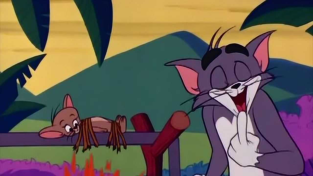 猫和老鼠:汤姆把杰瑞绑在架子上想烤来吃没想到又被跑了