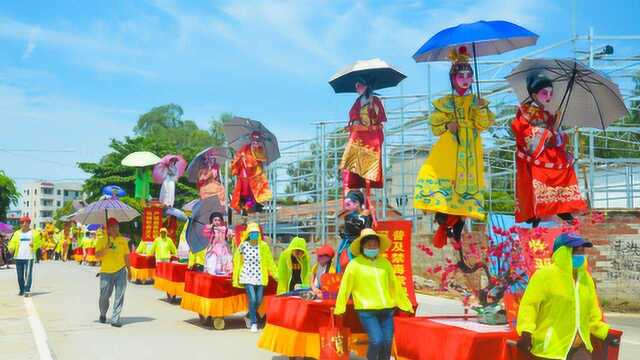 吴川乡情2019年吴川黄坡唐禄村天后圣母华诞巡游飘色、醒狮、舞龙