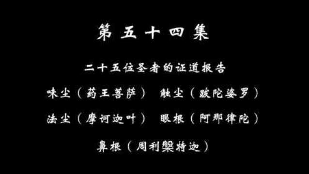 054 二十五位圣者的证道报告 味尘 触尘 法尘 眼根 鼻根