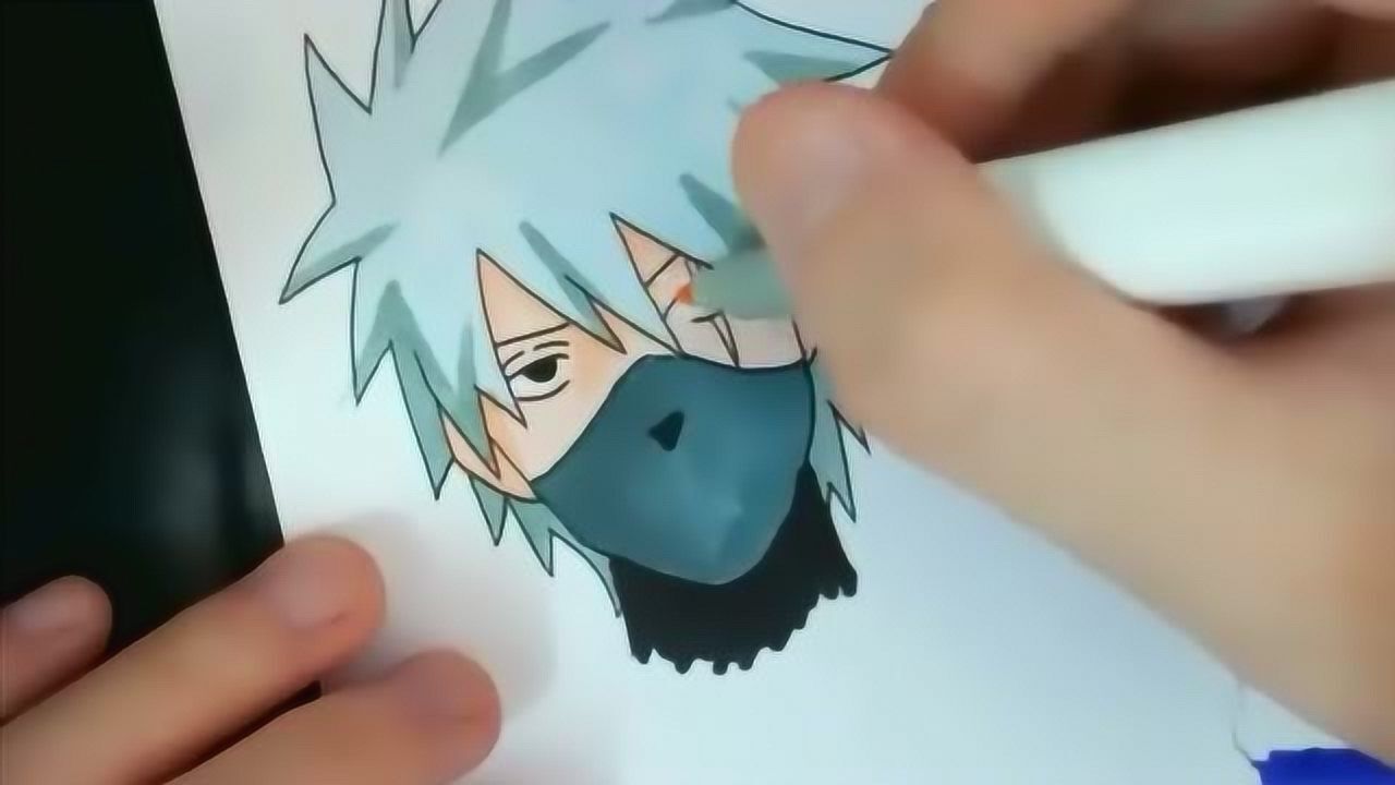 马克笔手绘动漫人物火影忍者卡卡西