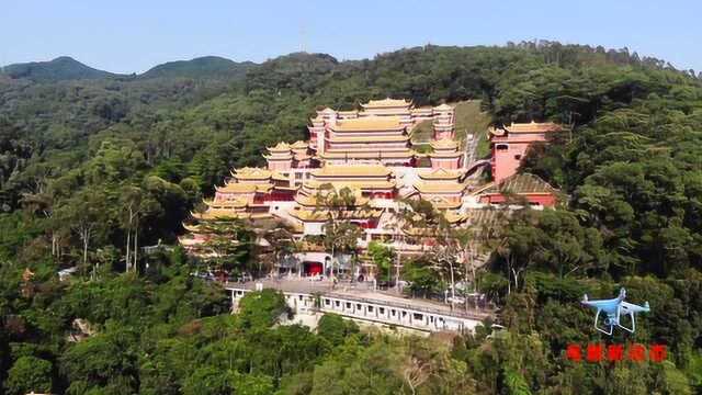 东莞大岭山森林公园观音寺,建筑规模宏大,仿佛一座宫殿