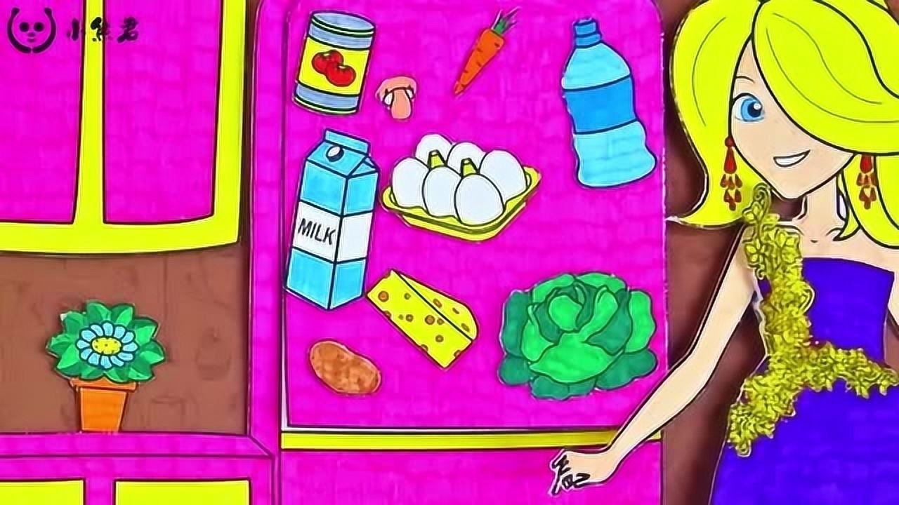 创意手工diy:纸娃娃欢乐姐妹晨间作息和玩纸玩具厨房