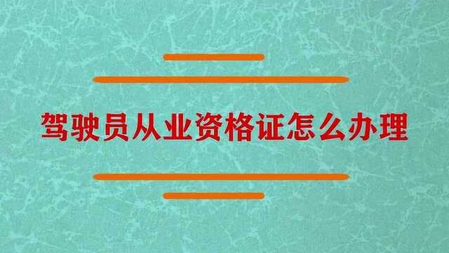 驾驶员从业资格证怎么办理?