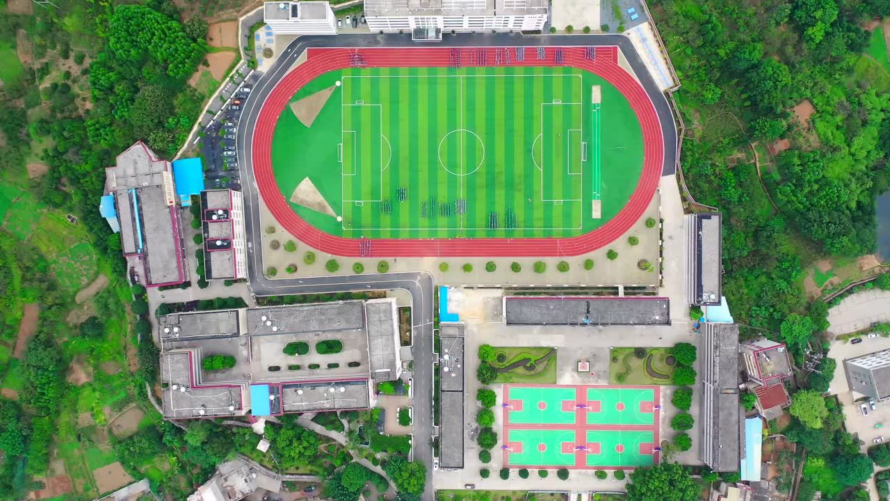 灌阳县灌阳镇红旗中学航拍视频