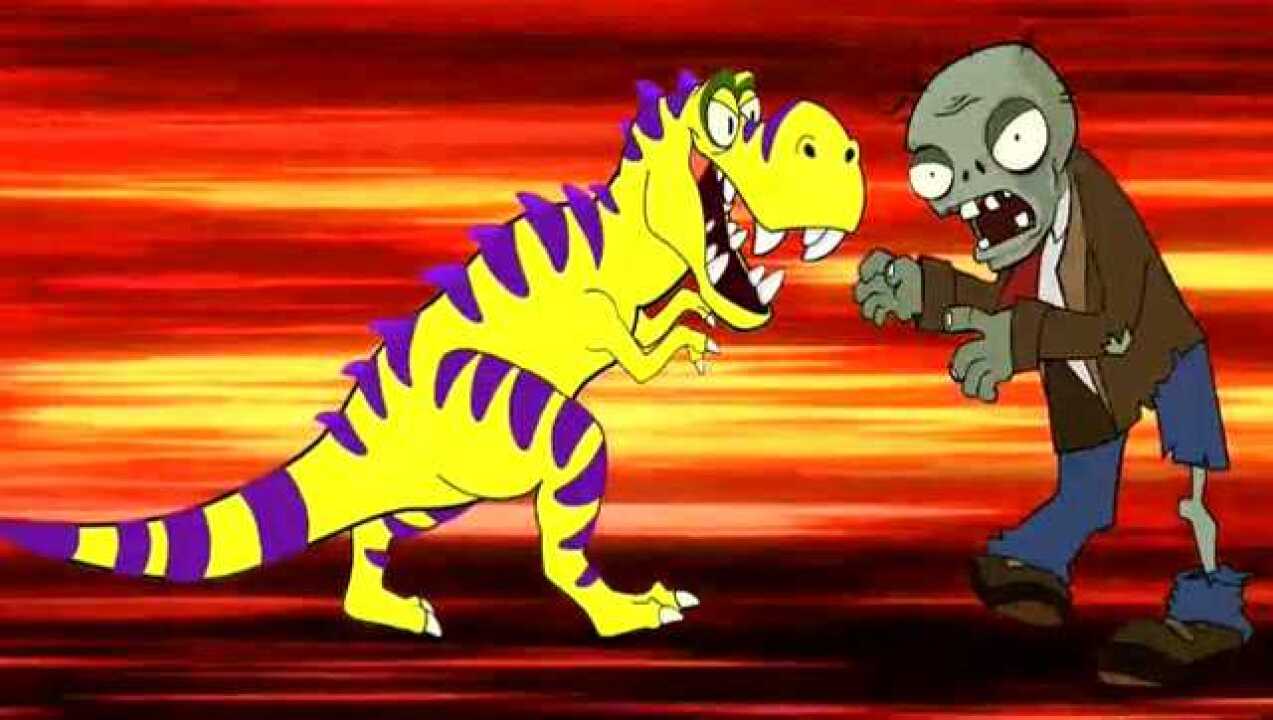 植物大战僵尸:霸王龙大战僵尸王!