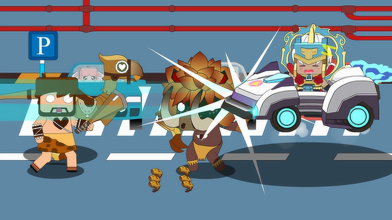 迷你世界格斗动画第358集:斩浪开车不看路撞飞酋长跟野猪