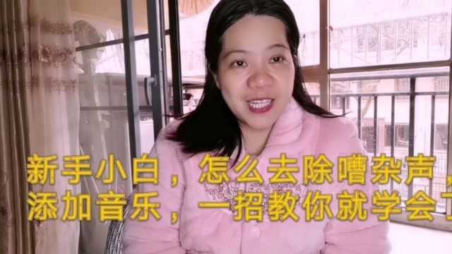 新手小白,怎么去除嘈杂声,添加音乐,一招教你就学会