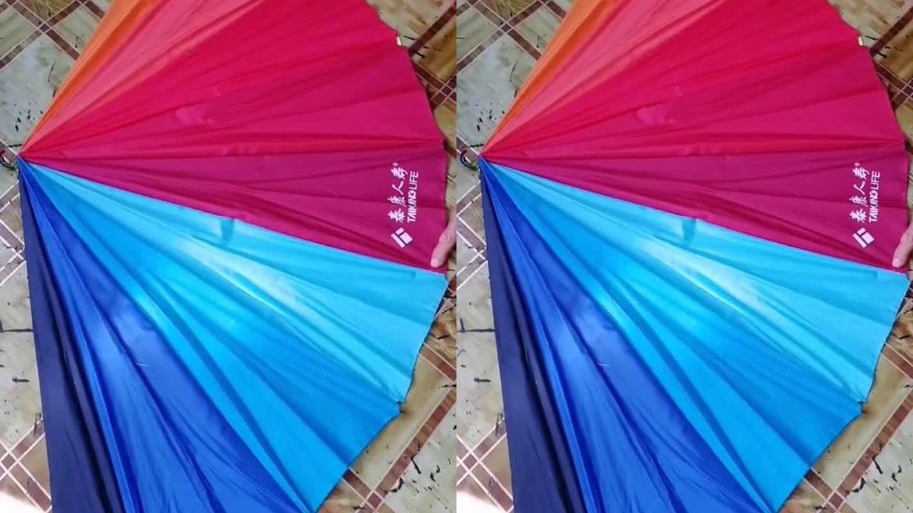 老妈用雨伞布改做双肩包纯手工成品见后