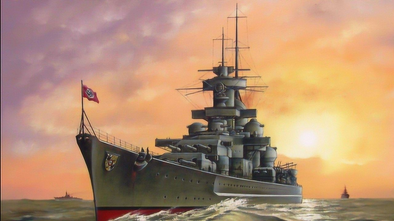 二战德国海军顶级战舰俾斯麦号战列舰三发炮弹就击沉英军胡德号