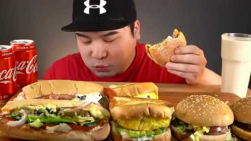 韩国大胃王吃播视频：donkey 汉堡和三明治