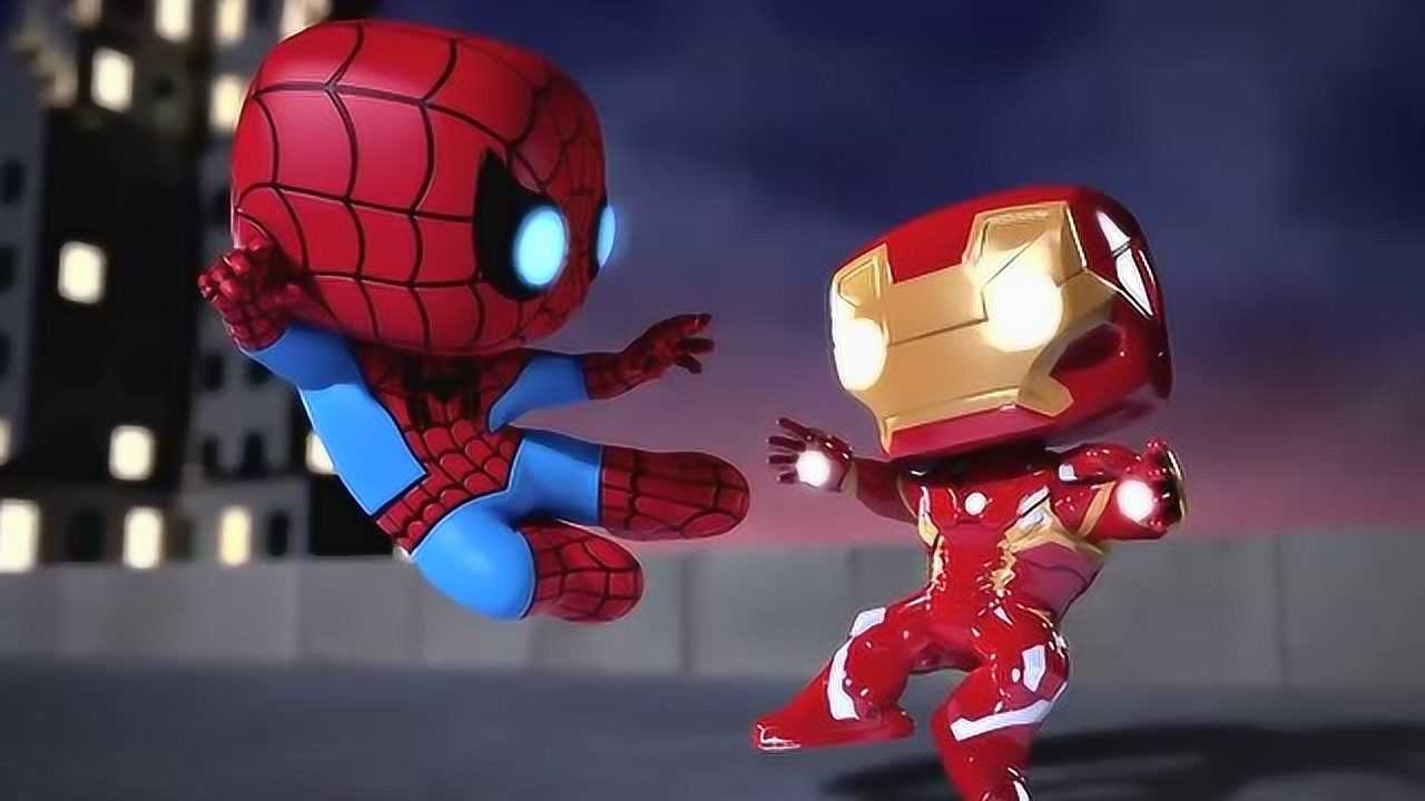 q版漫威,蜘蛛侠和钢铁侠联手大战洛基,蜘蛛侠一度被洛基控制了