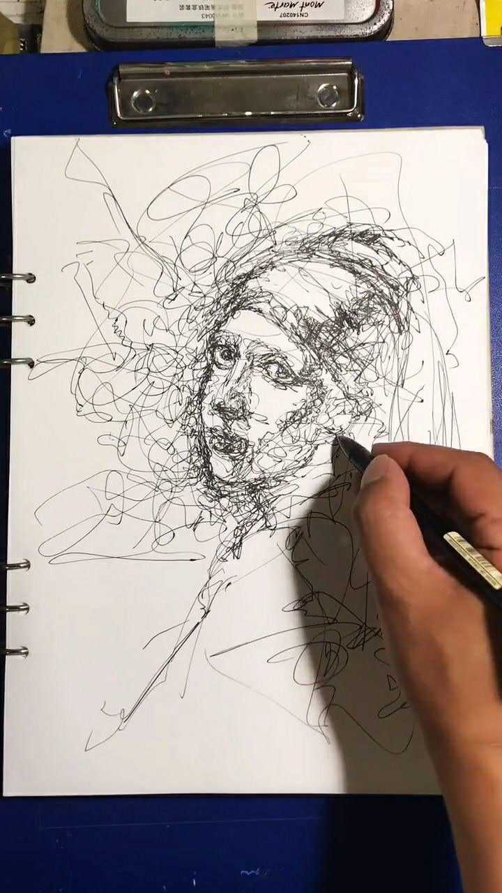 今天教大家乱笔画一个人像简单易学显得非常有创意