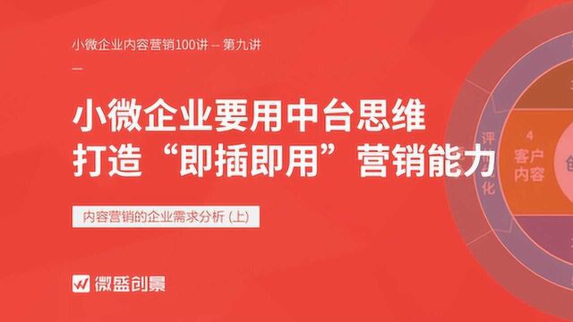 小微企业要用中台思维打造“即插即用”营销能力