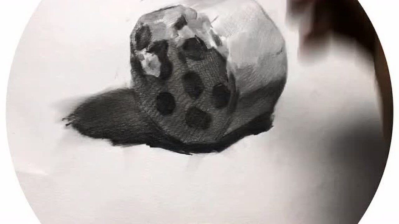 素描单个静物煤球