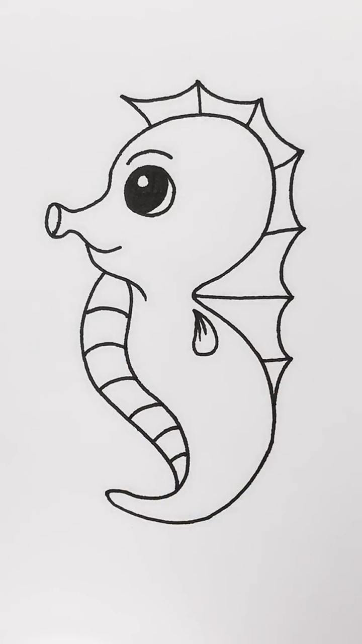 画卡通q版小海马 #动物简笔画 #一看就会