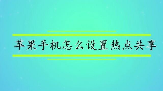 苹果手机怎么设置热点共享