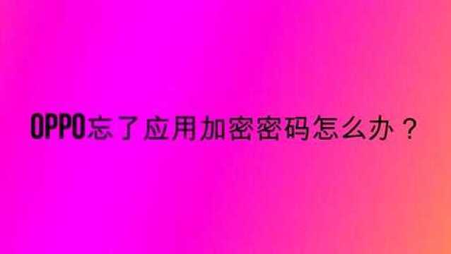 OPPO忘了应用加密密码怎么办?