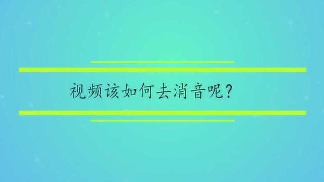 视频该如何去消音呢?