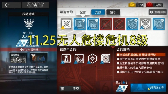 【明日方舟】11.25龙门外环无人危楼危机8级任务通关攻略