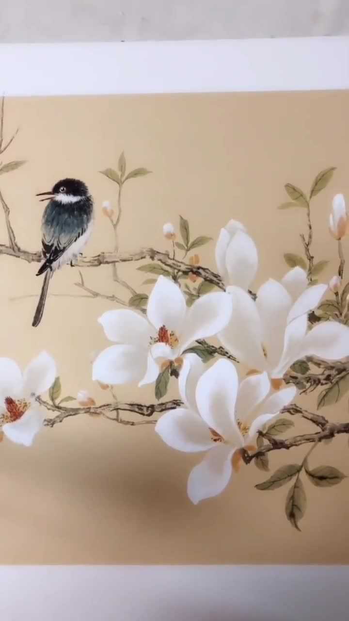 国画教程这样画出的玉兰花超逼真清新淡雅笔法利落