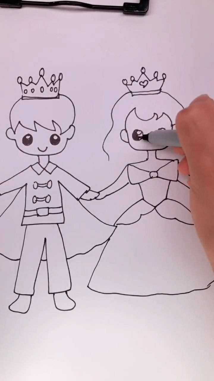 王子和公主跳舞简笔画图片