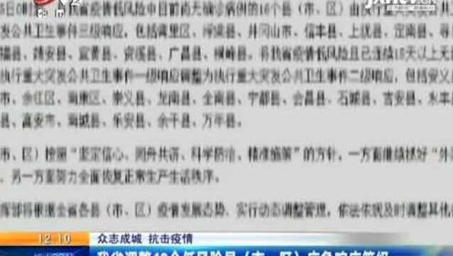 我省调整40个低风险县(市、区)应急响应等级