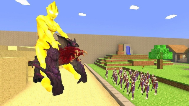 闪耀迪迦骑着一只猛兽好多小奥特曼过来围观啊