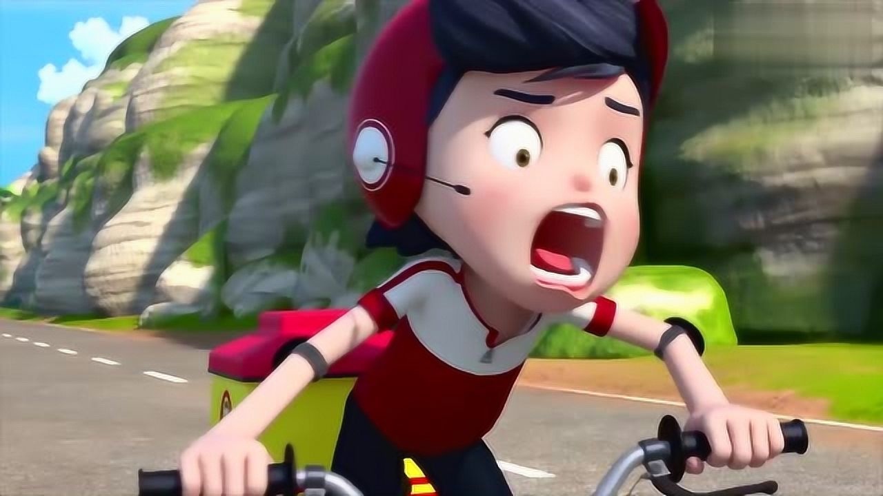 龙星仔不专心骑车,不小心摔出去了