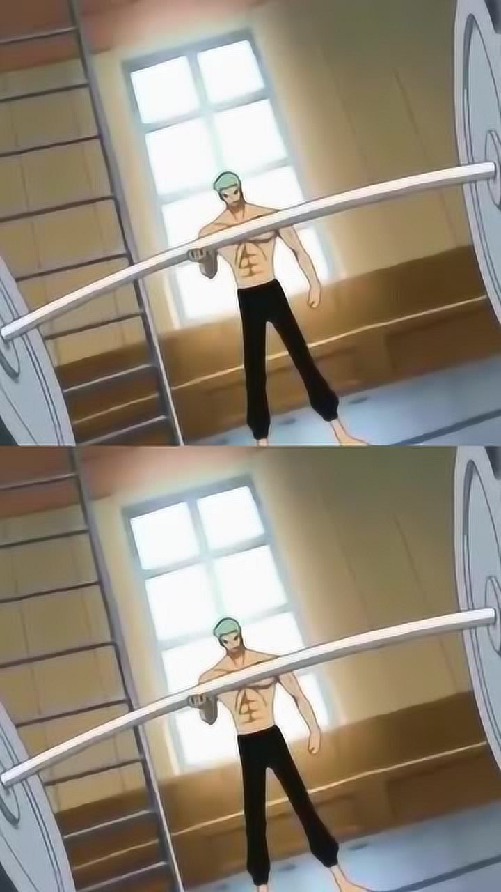 动漫海贼王索隆倒立扛起哑铃这力量过分了难怪娜美会喜欢他