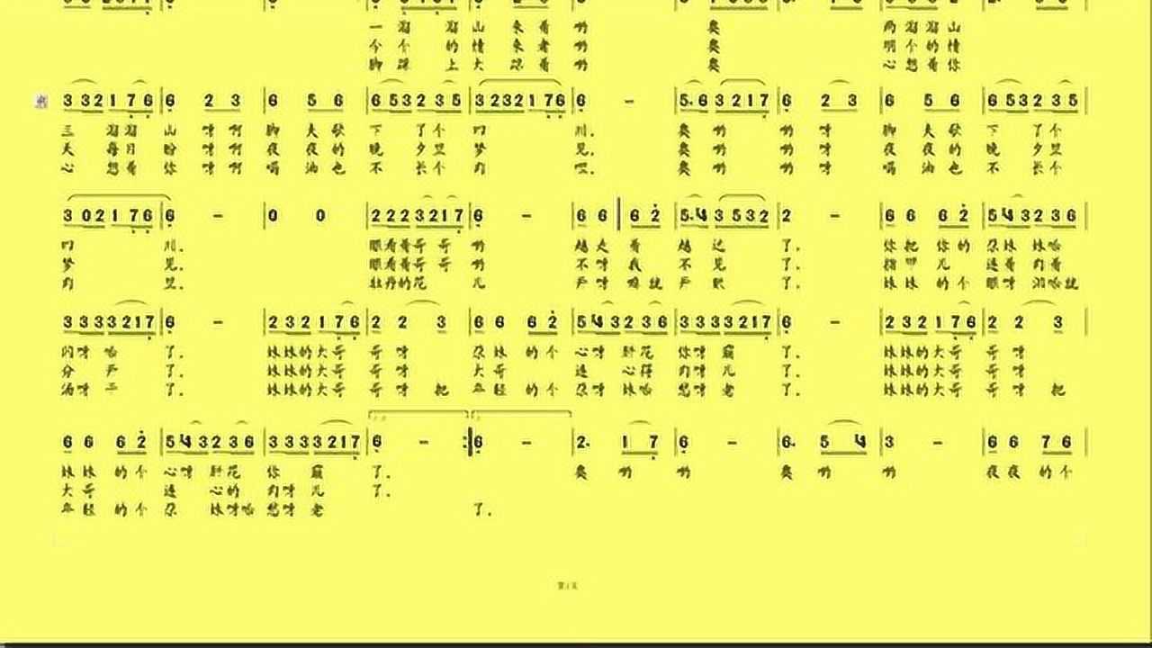 青海民歌《下四川》索南孙斌,张存秀演唱,看有声动态简谱,学唱歌曲