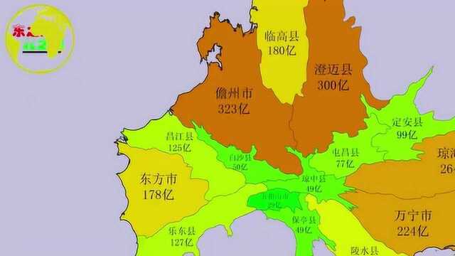 海南省各市《县》GDP版图,其它市县:海口,你胖了!