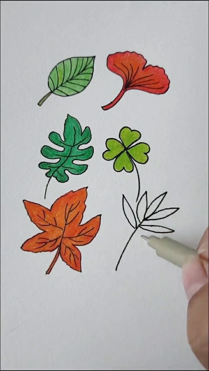 原来漂亮的小树叶是这样画的真是太可爱简单易学