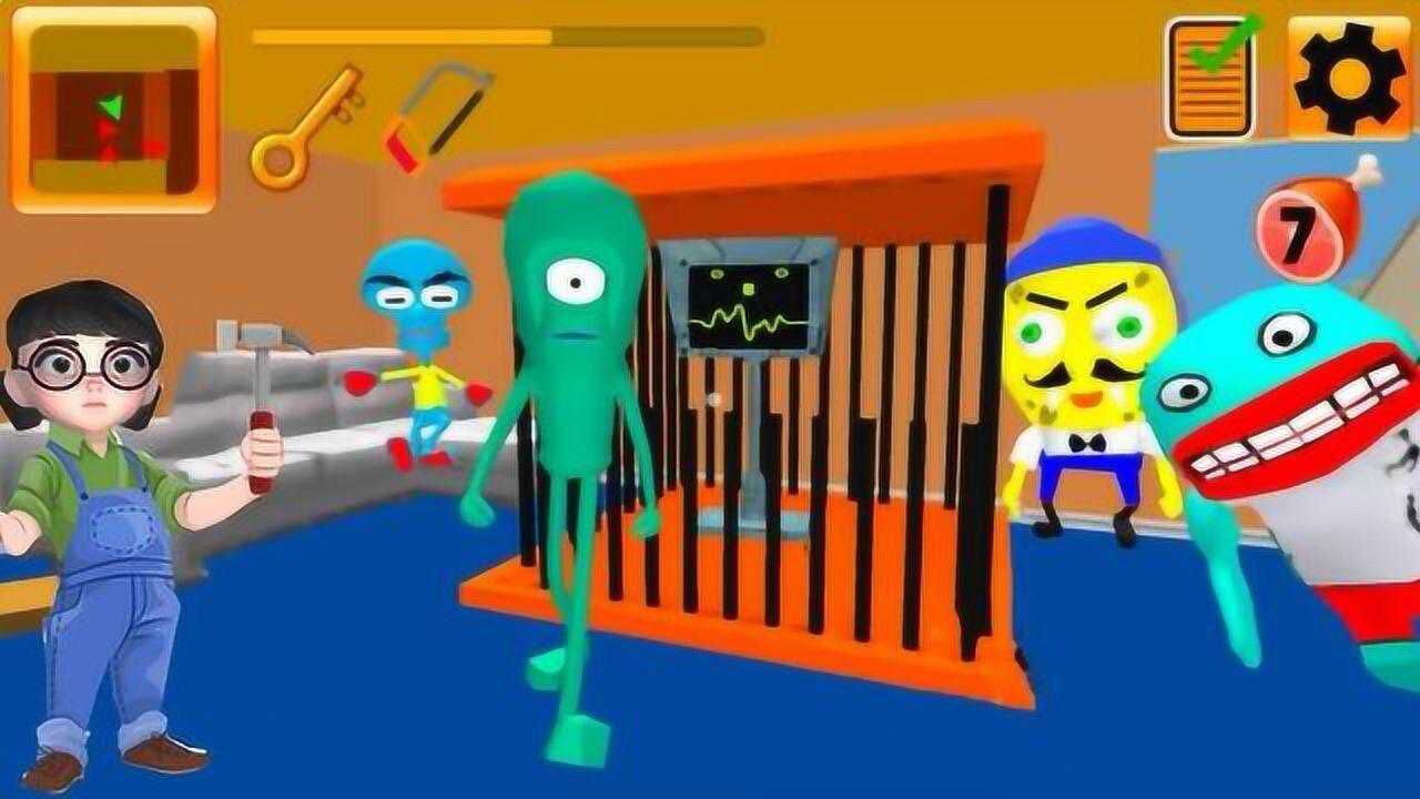 海绵邻居:用凳子砸晕痞老板,找到锯子救出电脑小姐凯伦!