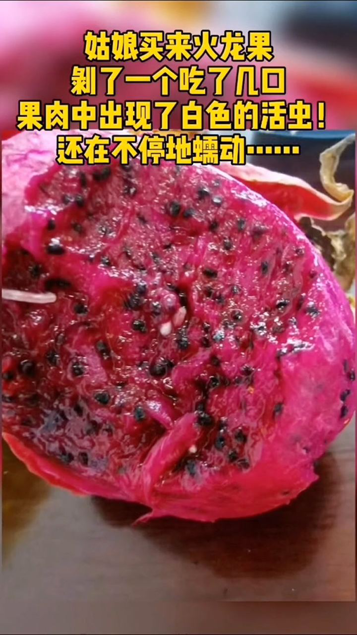 姑娘买来火龙果吃到一半被恶心坏了