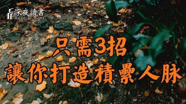 只需这3招,让你轻松打造人脉圈!让你得到硬实力【深夜读书】